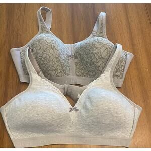 Cacique Bra Lot of 2 42C Lightly Lined No Wire Lace Soft Support Lane Bryant